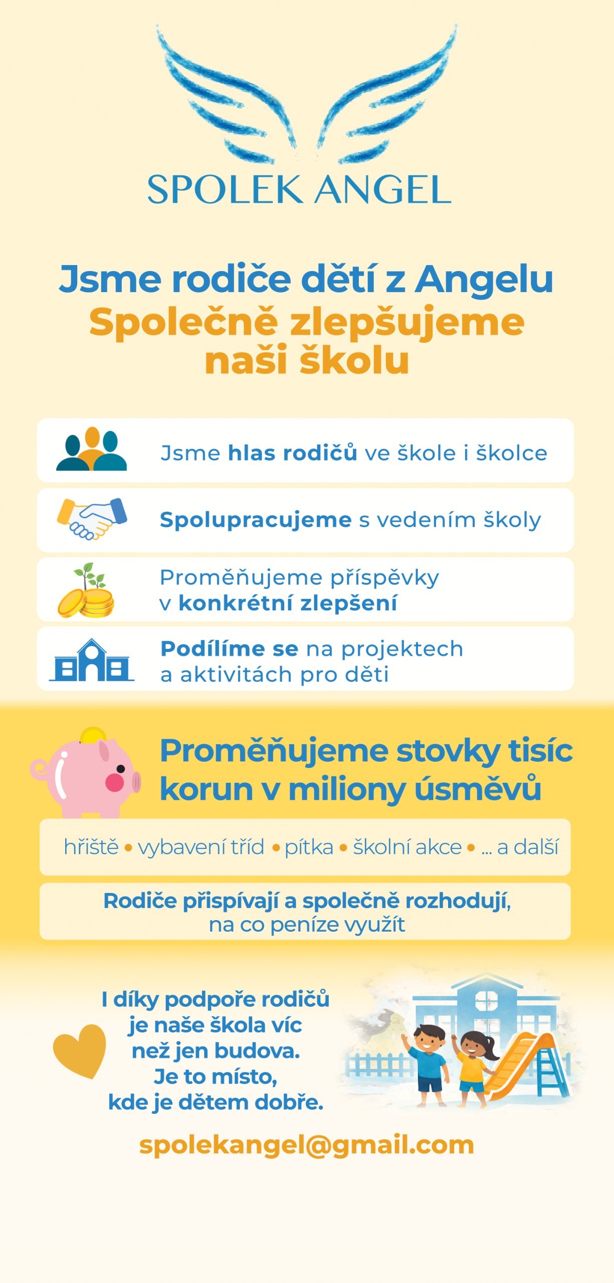 Spolek Angel – jsme rodiče dětí z Angelu, společně zlepšujeme naši školu